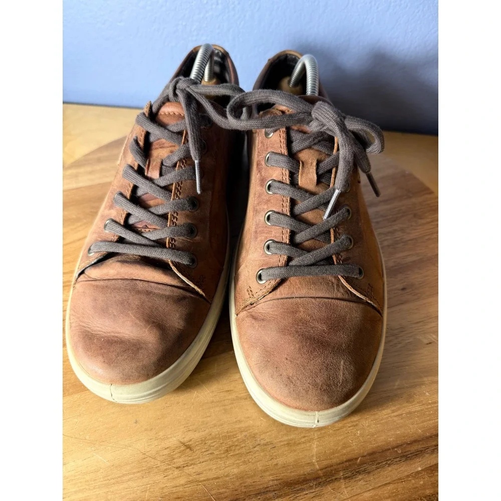 ECCO Soft 7 Sneakers Mens 43 Brown Good Leather Low Top Lace Up Shoes